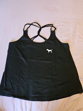 PINK Victoria's Secret Black Strappy Tank Top